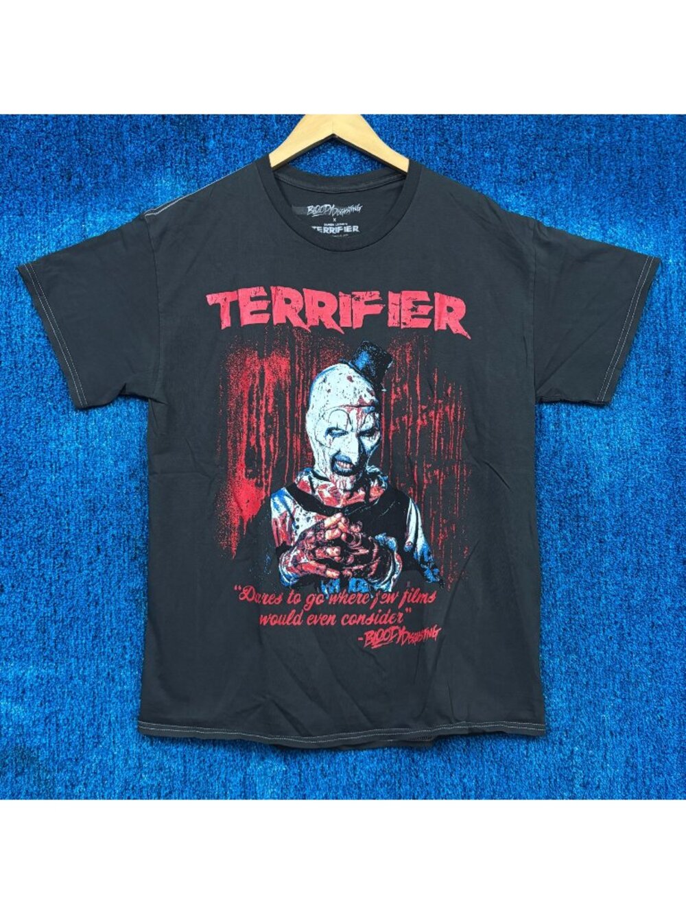 Bloody Disgusting x Terrifier Art the Clown Laughing Tee M